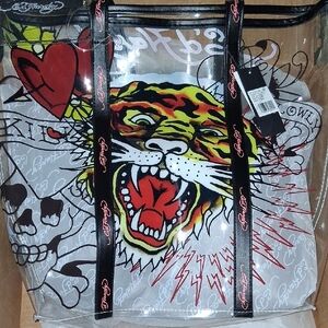 Ed Hardy Black and Red Tote Bag with Urban Art Design